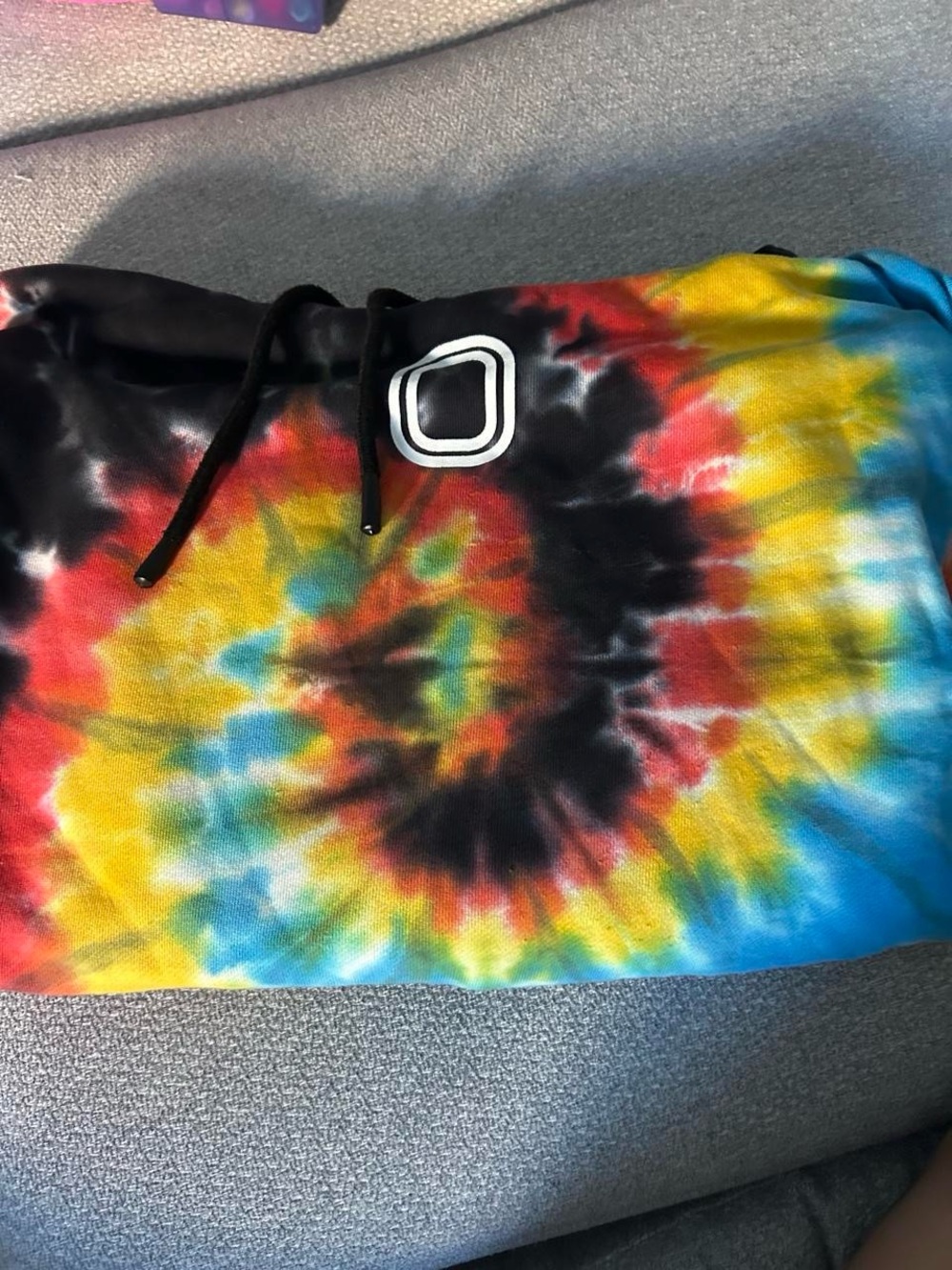 Tie-Dye Men's Pullover Hoodie with Drawstring